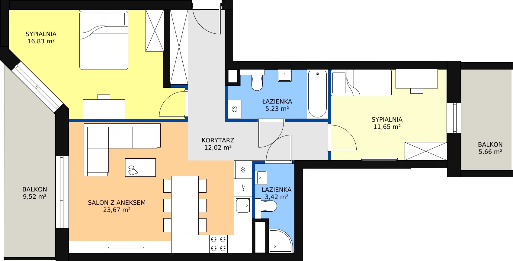 Zalety mieszkania 74.74 m², 205