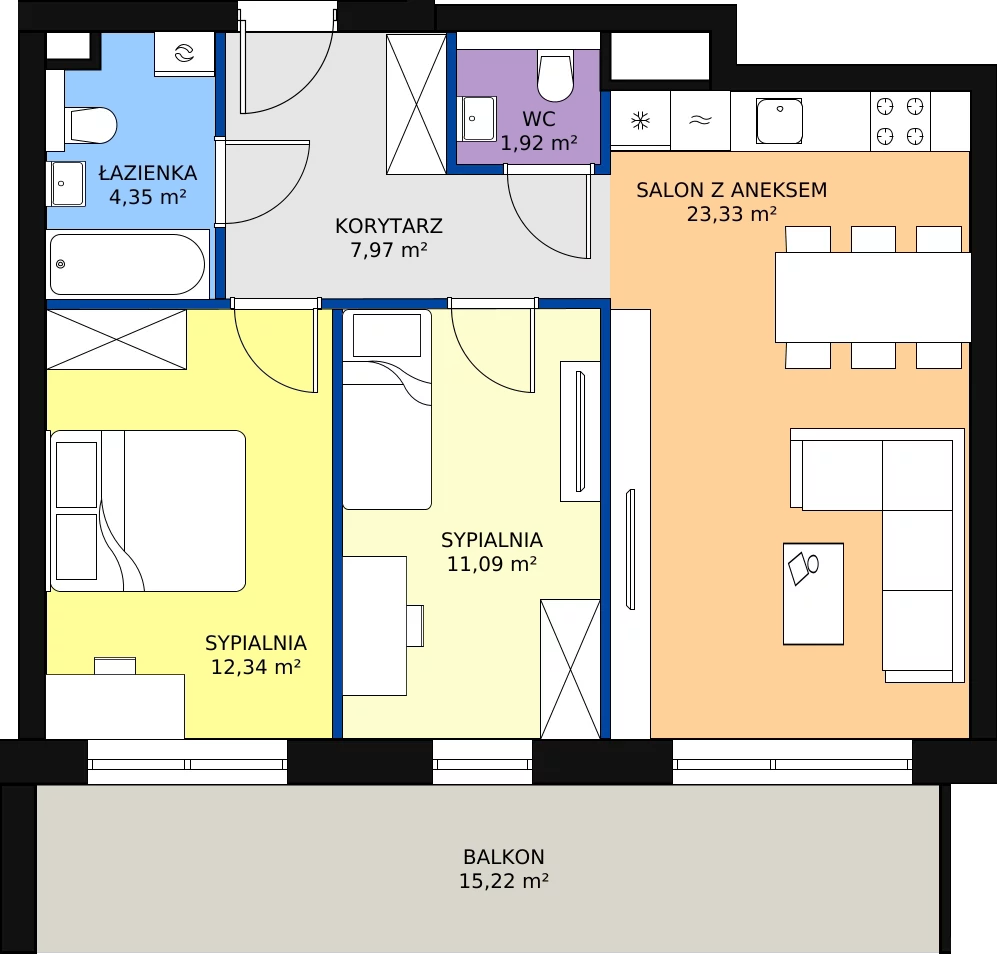 Zalety mieszkania 62.46 m², 209