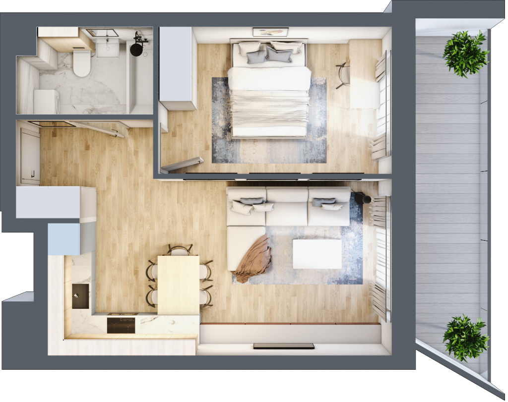 Mieszkanie 42,20 m², piętro 3, oferta nr 214, La Vie House, Kraków, Podgórze, ul. Łagiewnicka