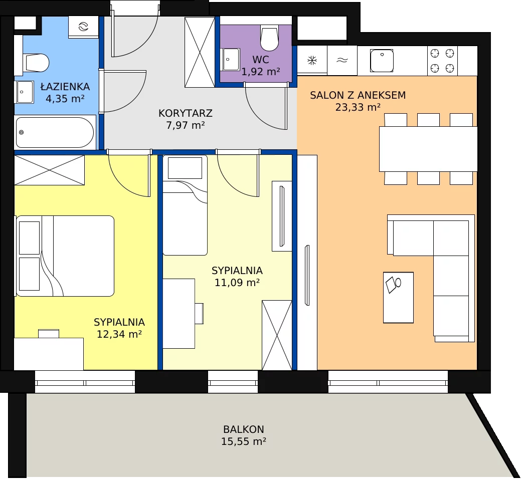 Zalety mieszkania 62.46 m², 221