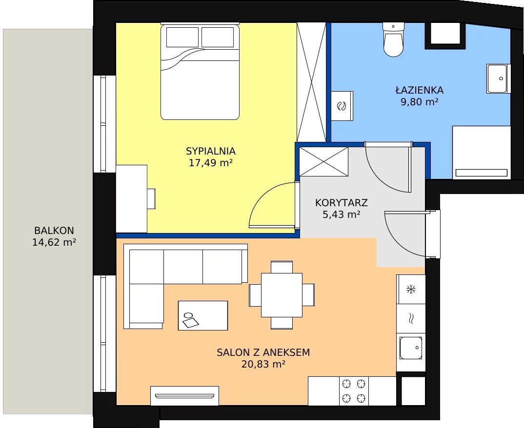 Zalety mieszkania 53.68 m², 228