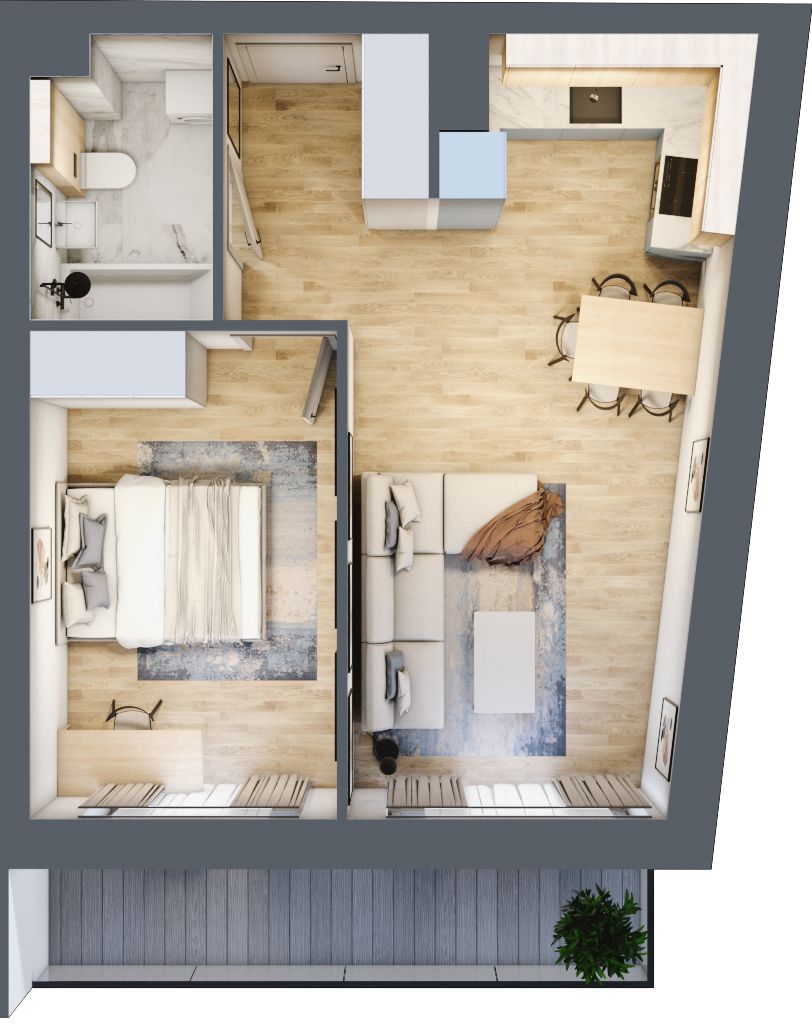 Mieszkanie 41,99 m², piętro 1, oferta nr 229, La Vie House, Kraków, Podgórze, ul. Łagiewnicka