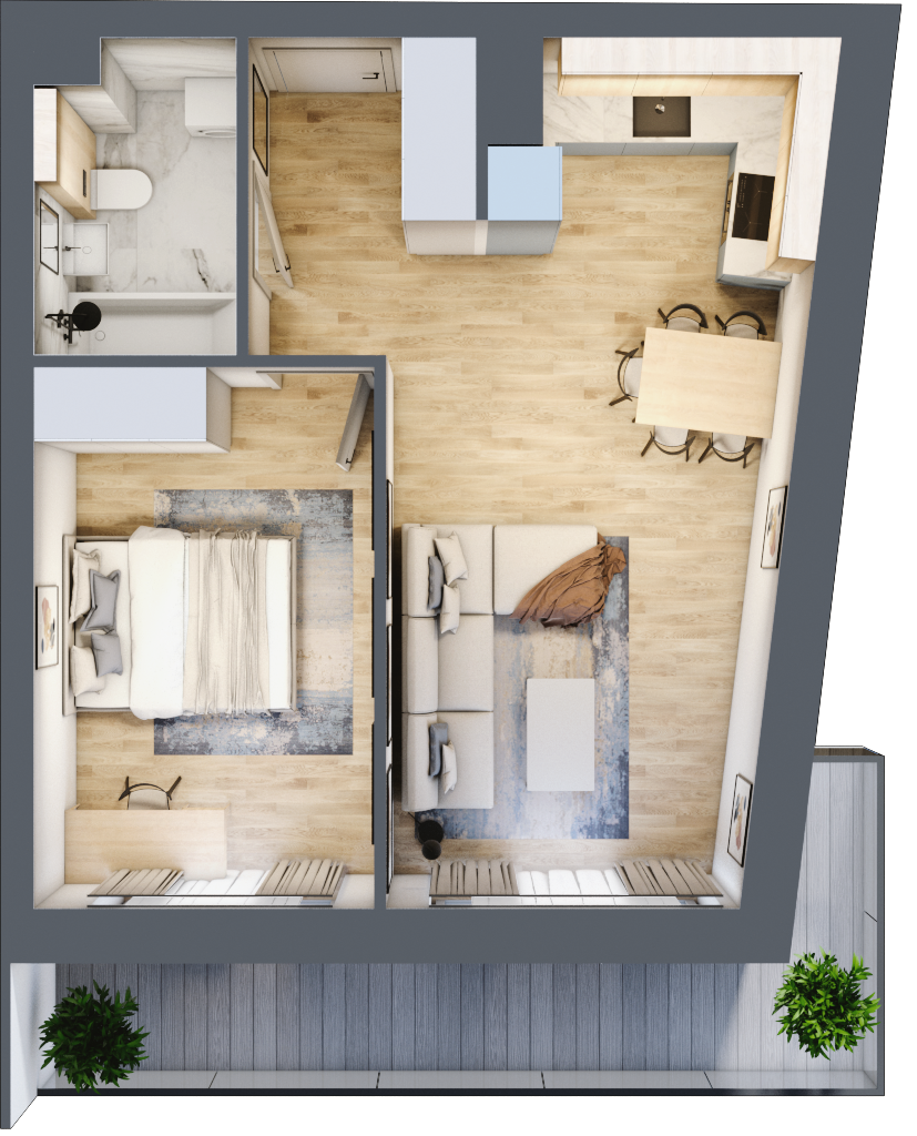 Mieszkanie 43,25 m², piętro 2, oferta nr 232, La Vie House, Kraków, Podgórze, ul. Łagiewnicka