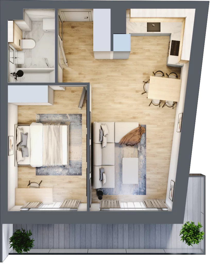 Mieszkanie 43,25 m², piętro 2, oferta nr 232, La Vie House, Kraków, Podgórze, ul. Łagiewnicka