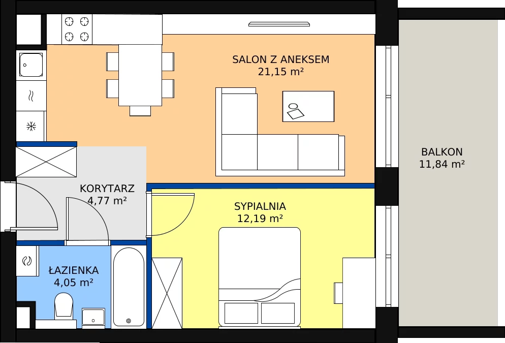 Zalety mieszkania 43.35 m², 253