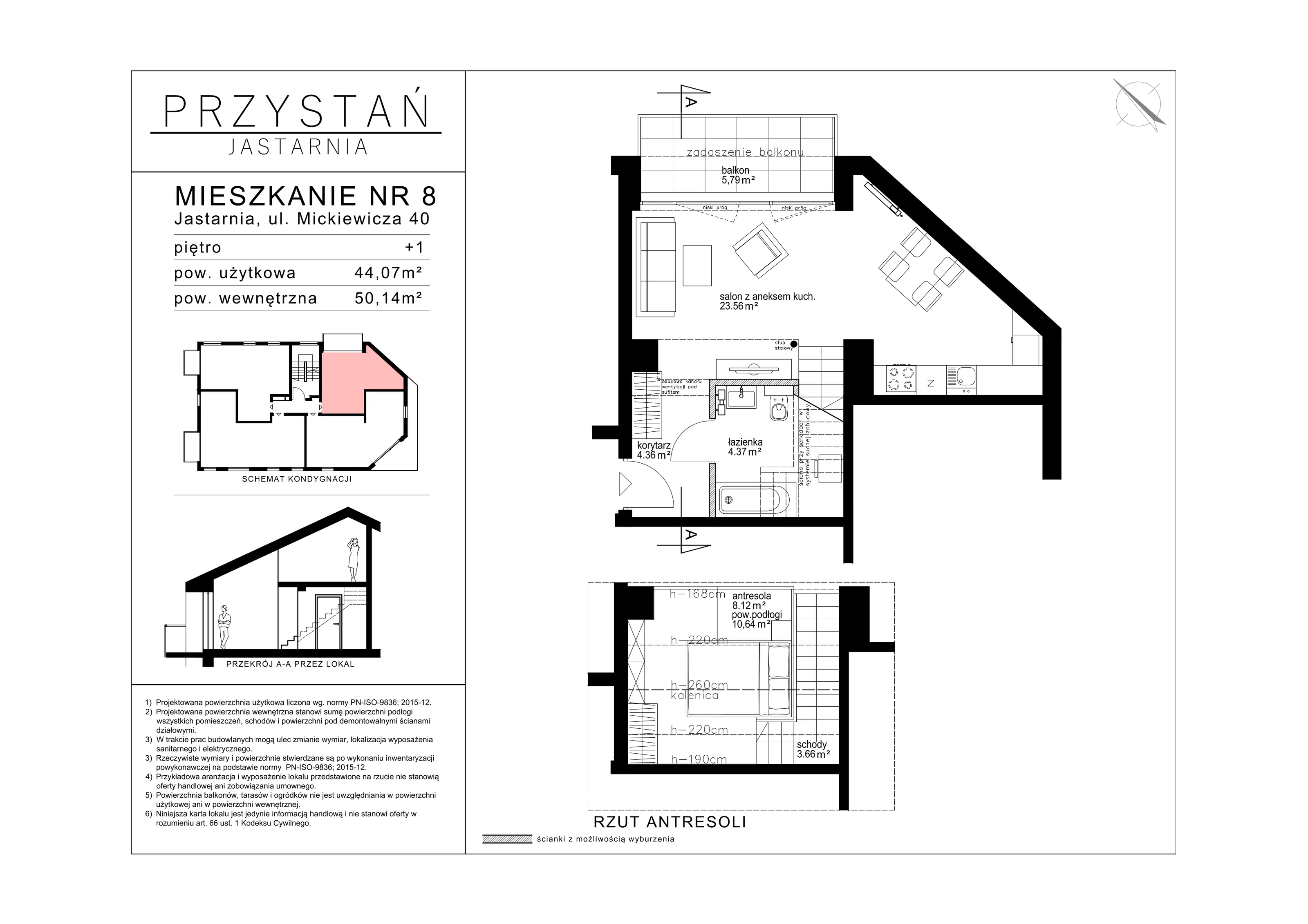 2 pokoje, apartament 44,07 m², parter, oferta nr 8, Przystań Jastarnia, Jastarnia, ul. Mickiewicza 40