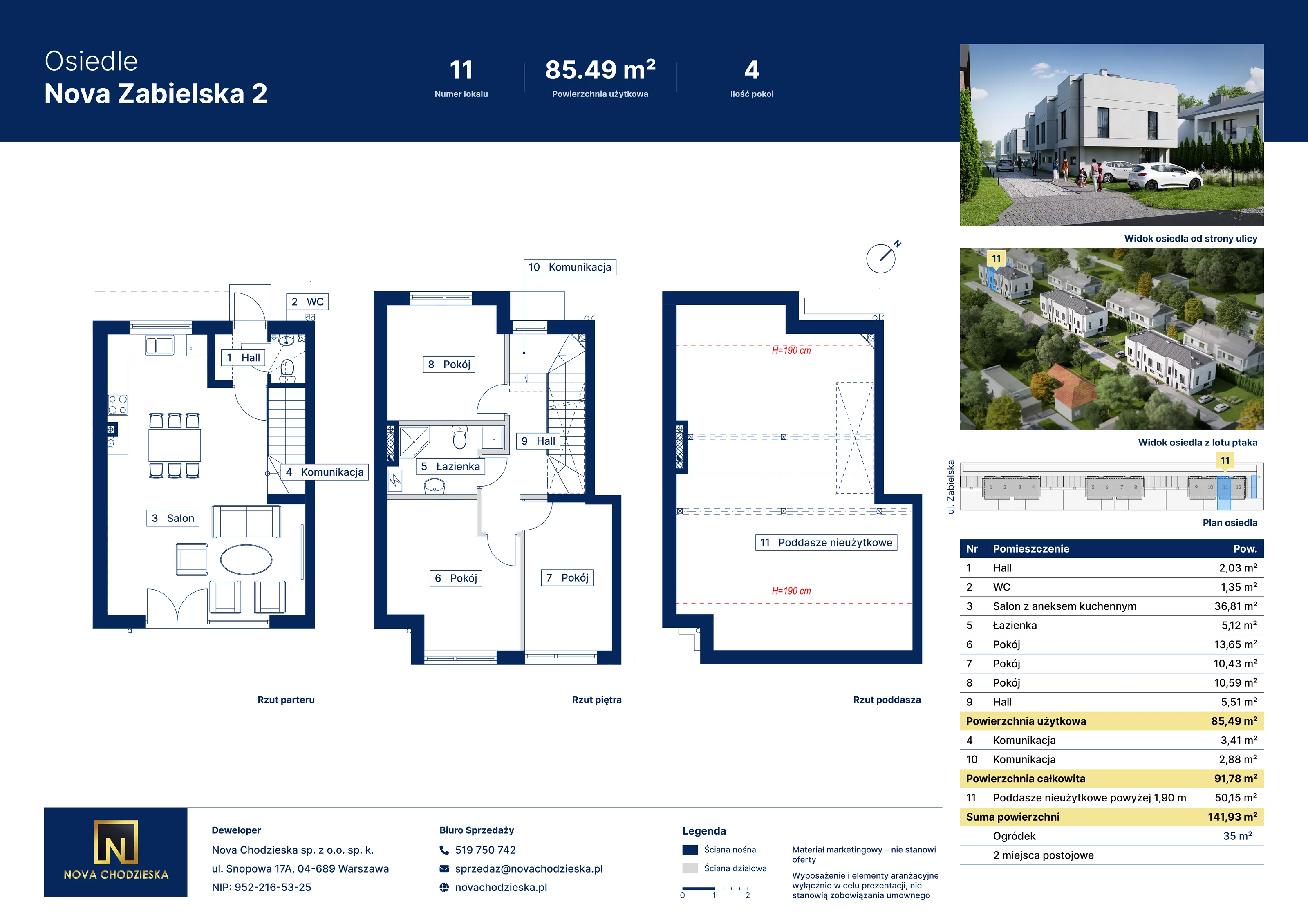4 pokoje, mieszkanie 85,49 m², parter, oferta nr 11, Nova Zabielska 2, Warszawa, Wawer, Las, ul. Zabielska 34