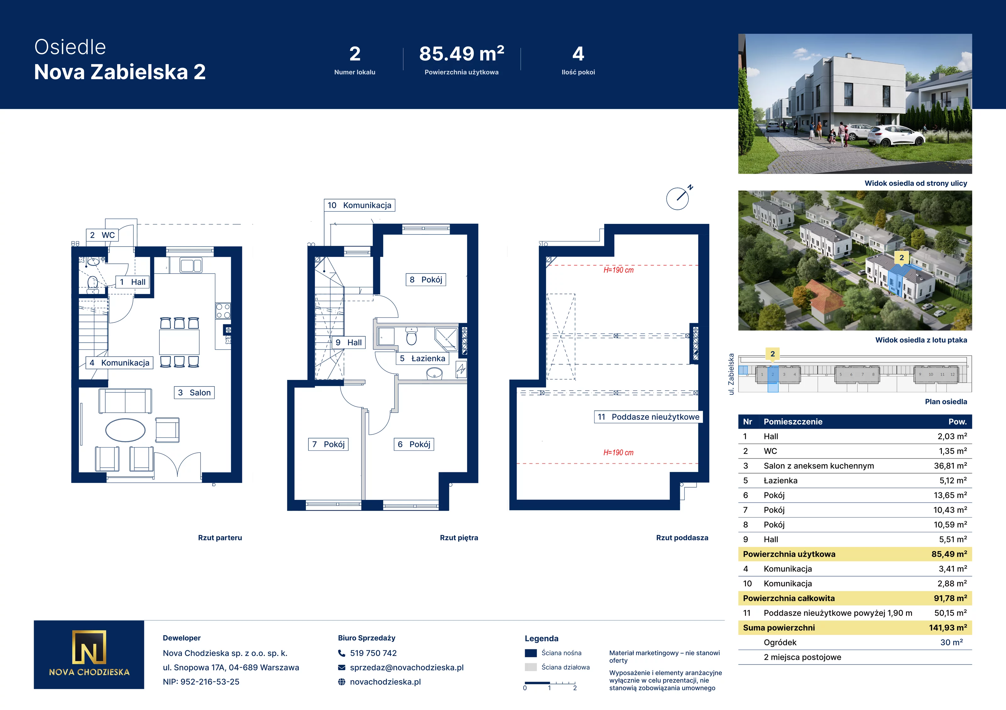 4 pokoje, mieszkanie 85,49 m², parter, oferta nr 2, Nova Zabielska 2, Warszawa, Wawer, Las, ul. Zabielska 34
