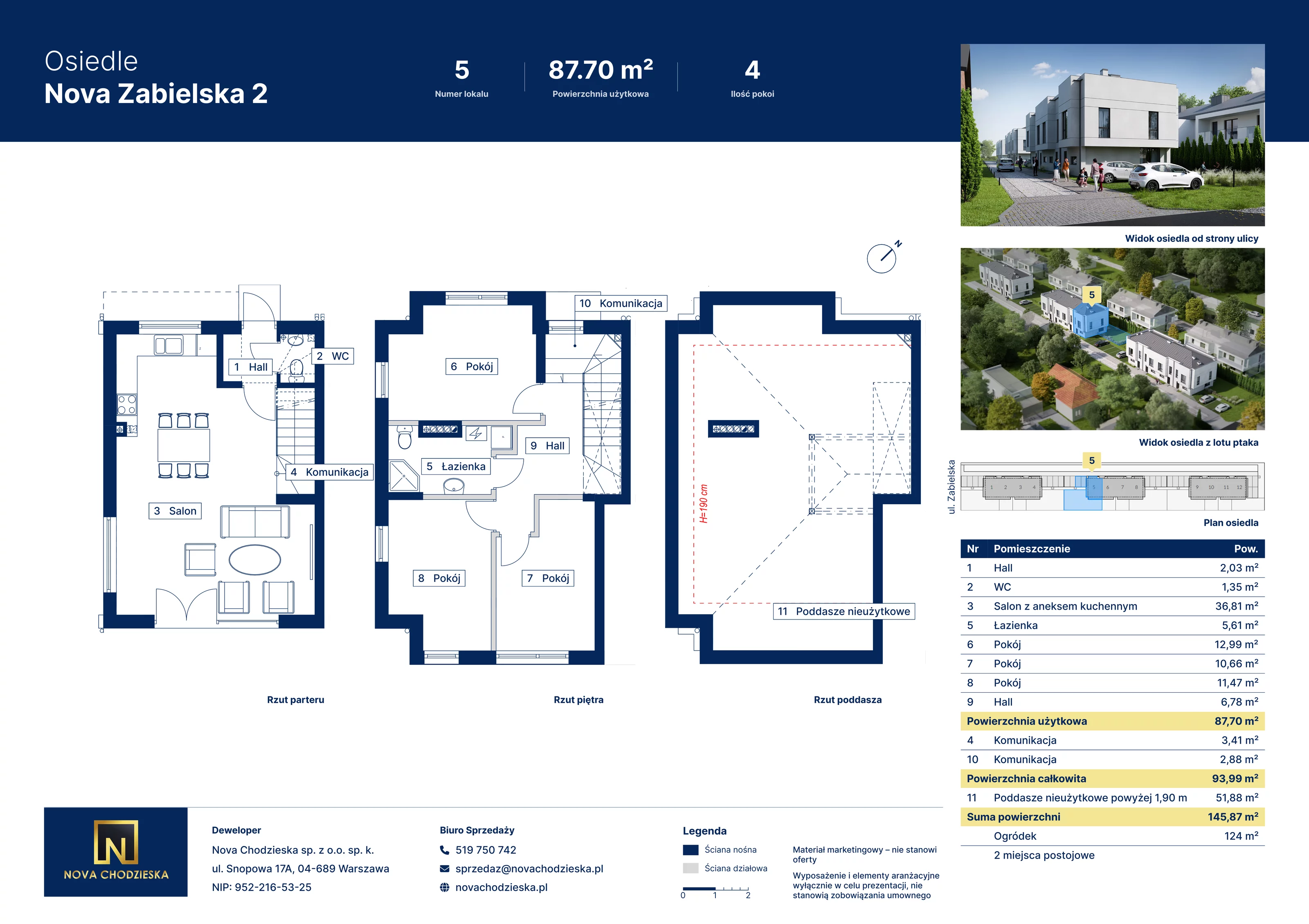 4 pokoje, mieszkanie 87,70 m², parter, oferta nr 5, Nova Zabielska 2, Warszawa, Wawer, Las, ul. Zabielska 34