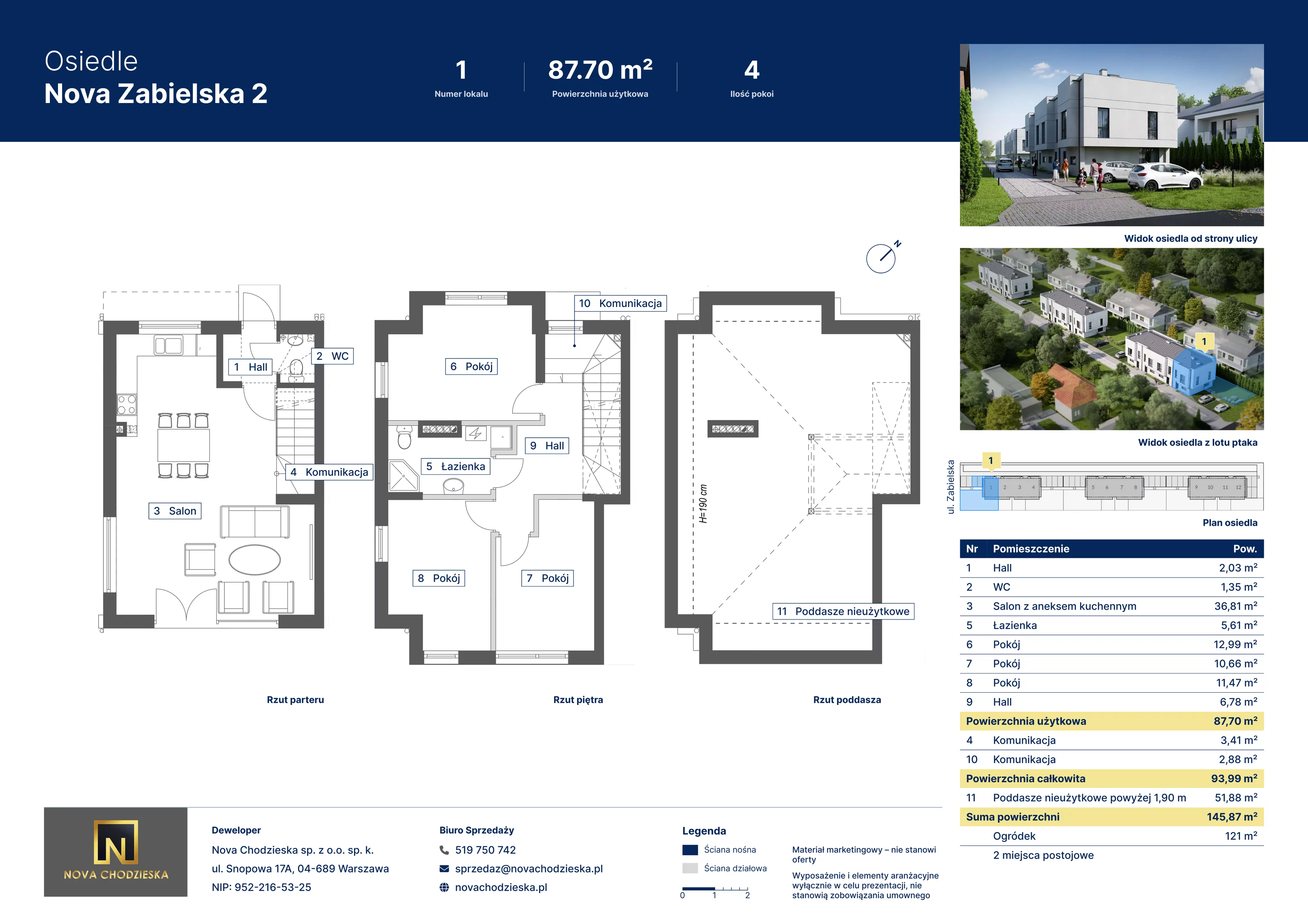 4 pokoje, mieszkanie 87,70 m², parter, oferta nr 1, Nova Zabielska 2, Warszawa, Wawer, Las, ul. Zabielska 34