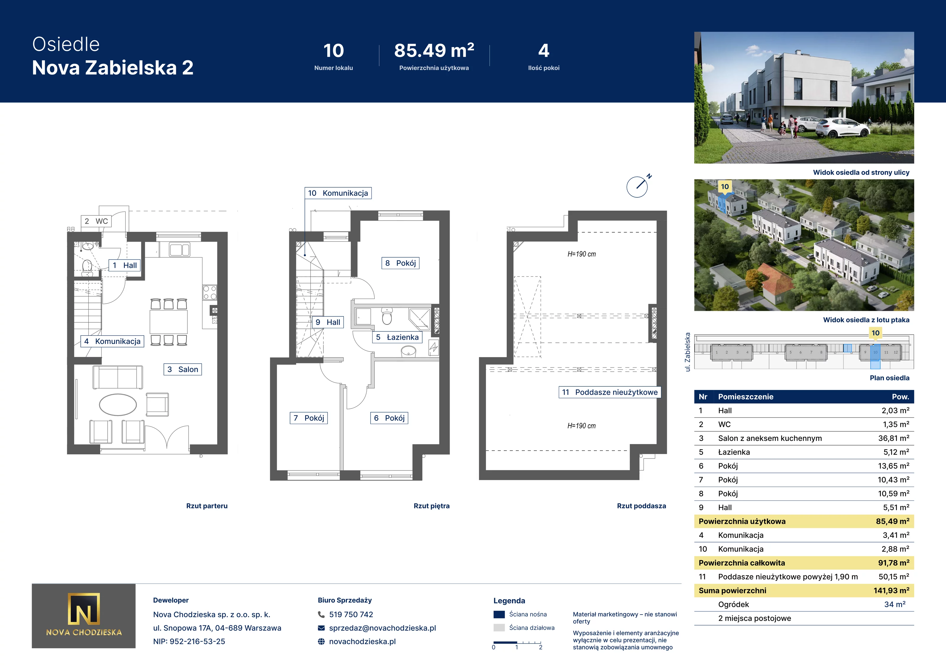 4 pokoje, mieszkanie 85,49 m², parter, oferta nr 10, Nova Zabielska 2, Warszawa, Wawer, Las, ul. Zabielska 34