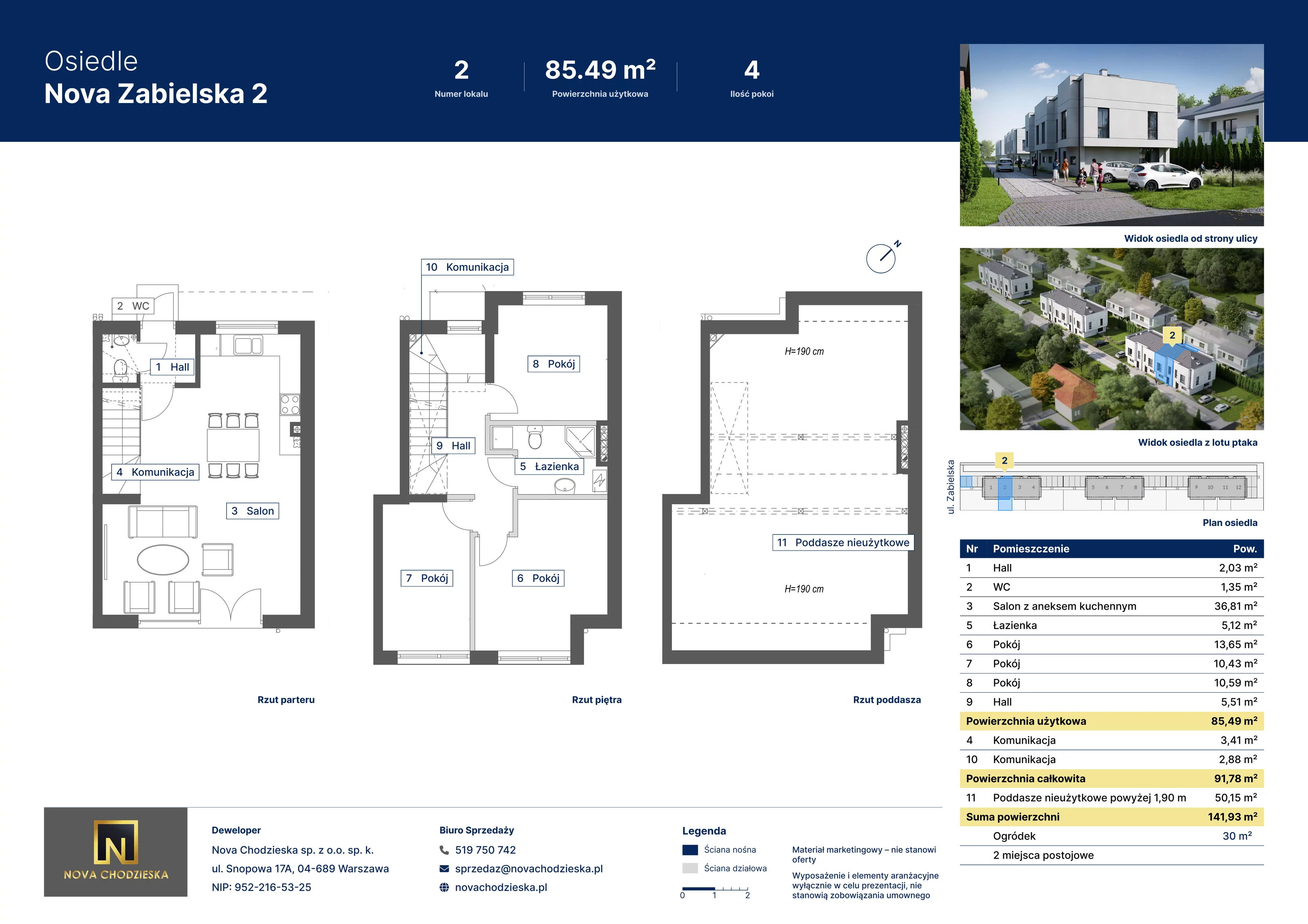 4 pokoje, mieszkanie 85,49 m², parter, oferta nr 2, Nova Zabielska 2, Warszawa, Wawer, Las, ul. Zabielska 34