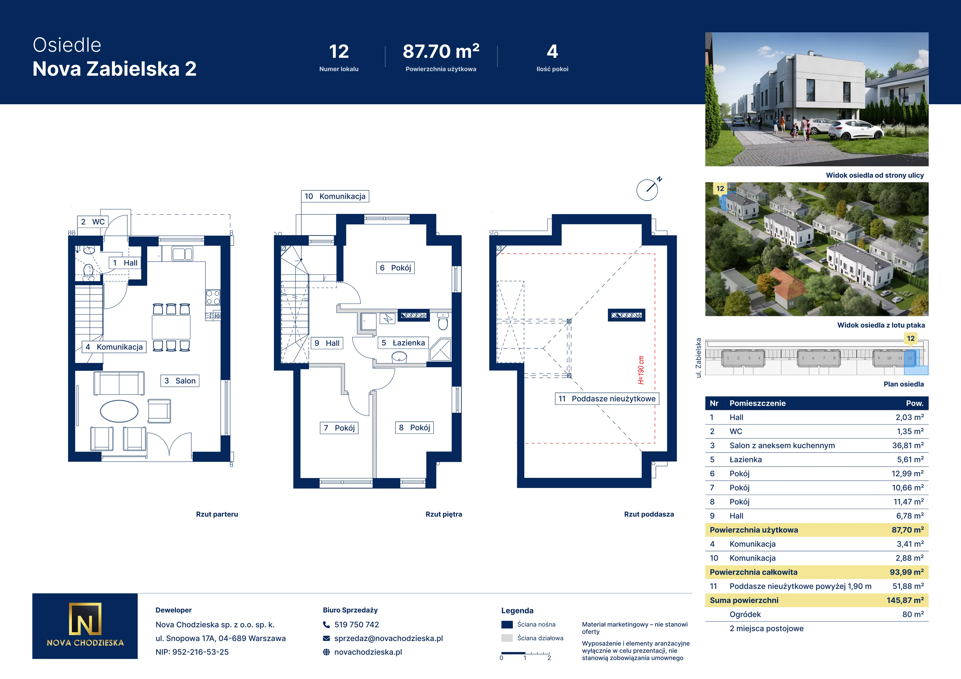 4 pokoje, mieszkanie 87,70 m², parter, oferta nr 12, Nova Zabielska 2, Warszawa, Wawer, Las, ul. Zabielska 34