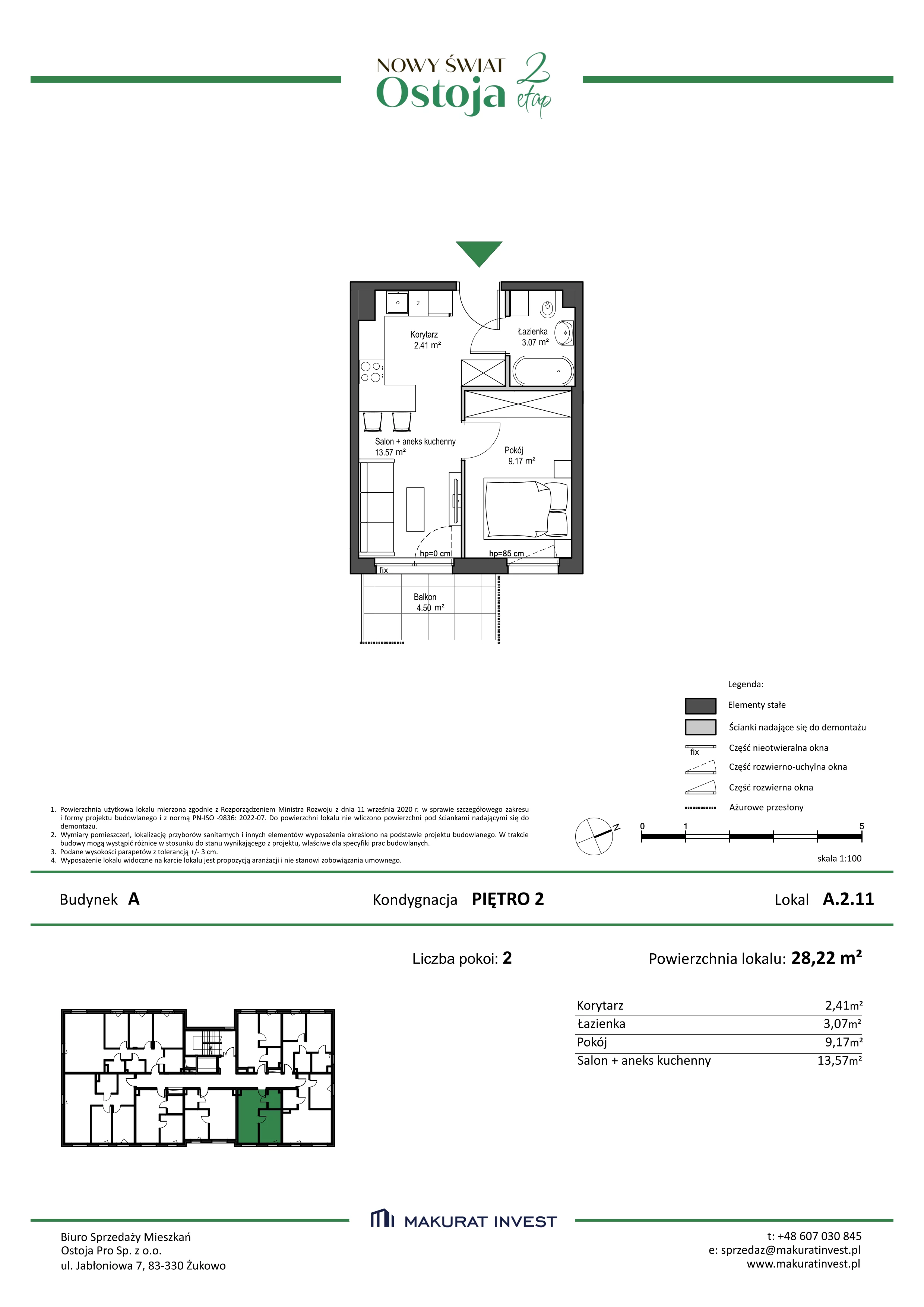 Mieszkanie 28,22 m², piętro 2, oferta nr A.2.11, Nowy Świat Ostoja II etap, Gdańsk, Barniewice, ul. Malinowa