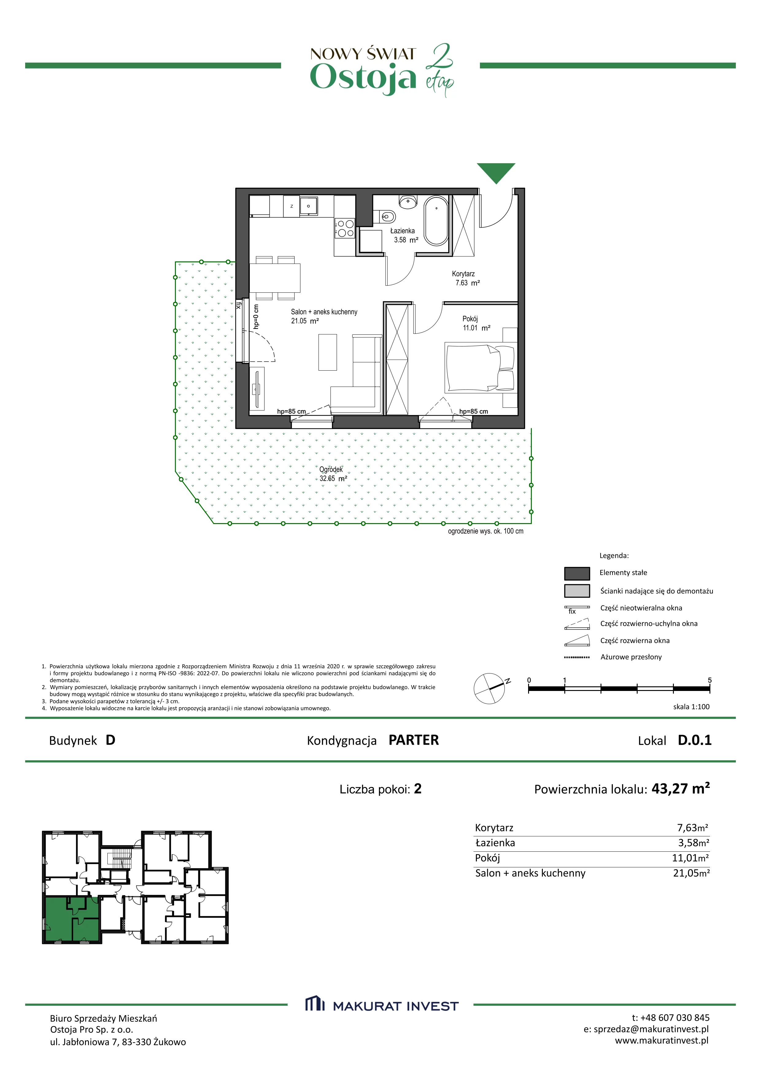 2 pokoje, mieszkanie 43,27 m², parter, oferta nr D.0.1, Nowy Świat Ostoja II etap, Gdańsk, Barniewice, ul. Malinowa