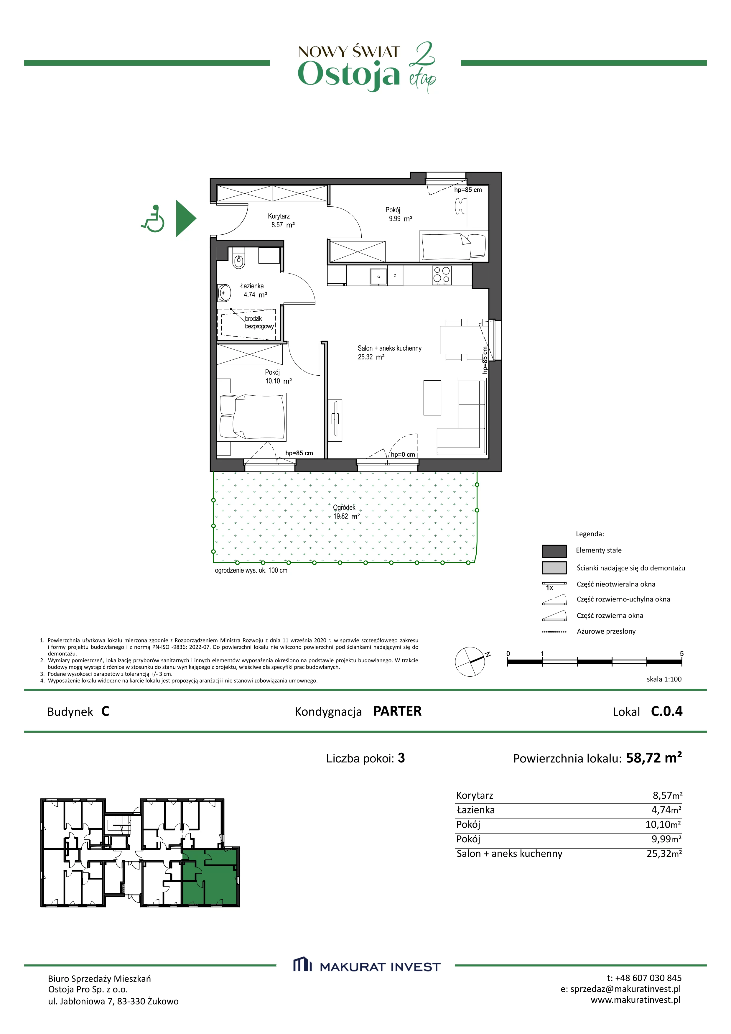 3 pokoje, mieszkanie 58,72 m², parter, oferta nr C.0.4, Nowy Świat Ostoja II etap, Gdańsk, Barniewice, ul. Malinowa