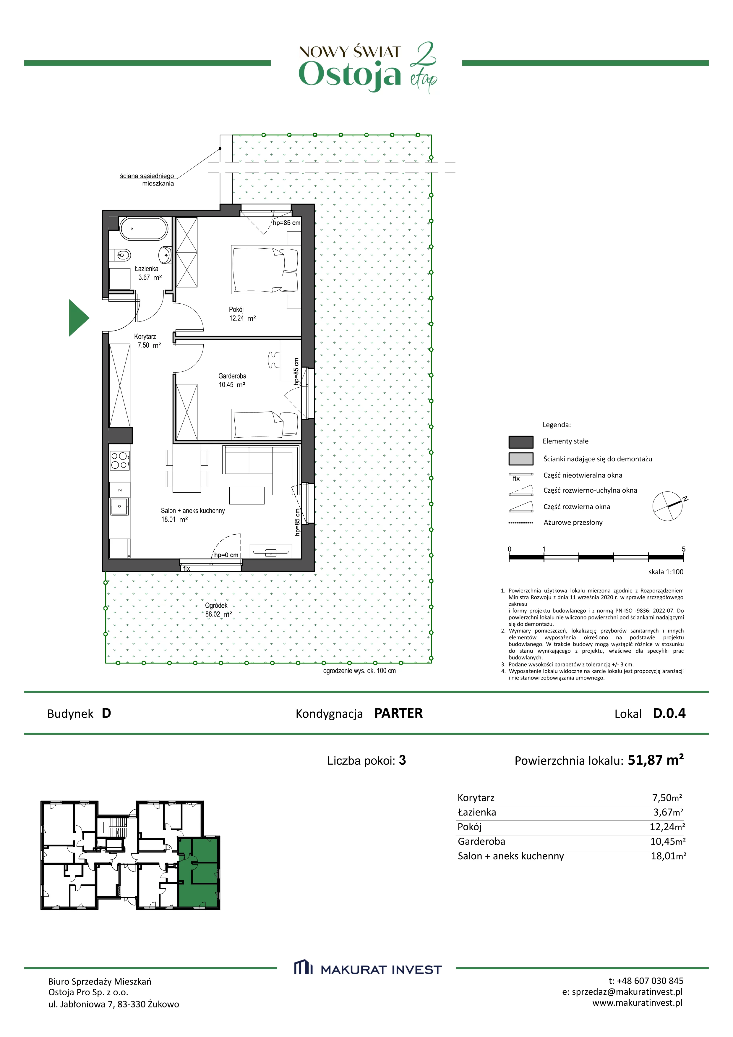 3 pokoje, mieszkanie 51,87 m², parter, oferta nr D.0.4, Nowy Świat Ostoja II etap, Gdańsk, Barniewice, ul. Malinowa