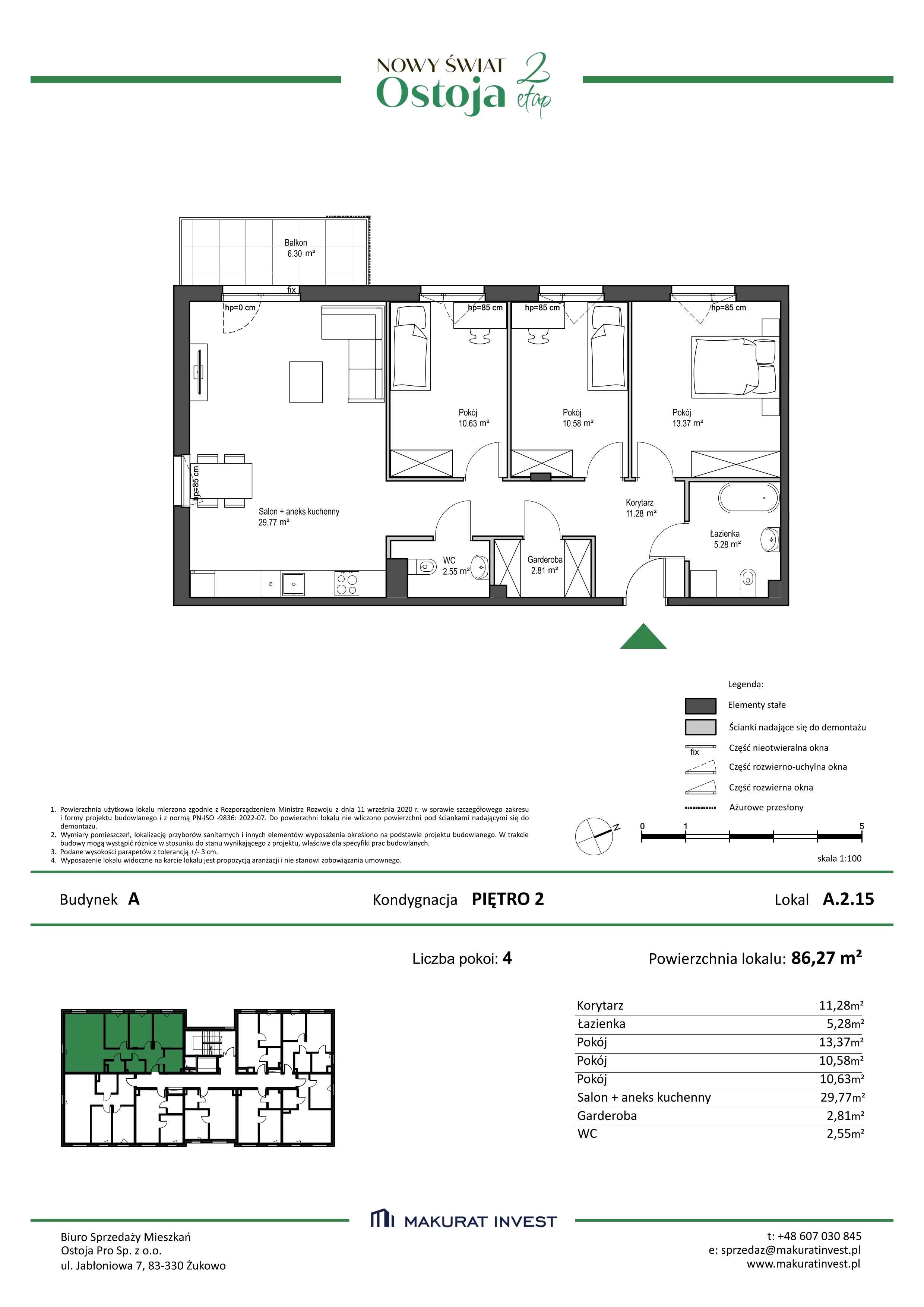 4 pokoje, mieszkanie 86,27 m², piętro 2, oferta nr A.2.15, Nowy Świat Ostoja II etap, Gdańsk, Barniewice, ul. Malinowa