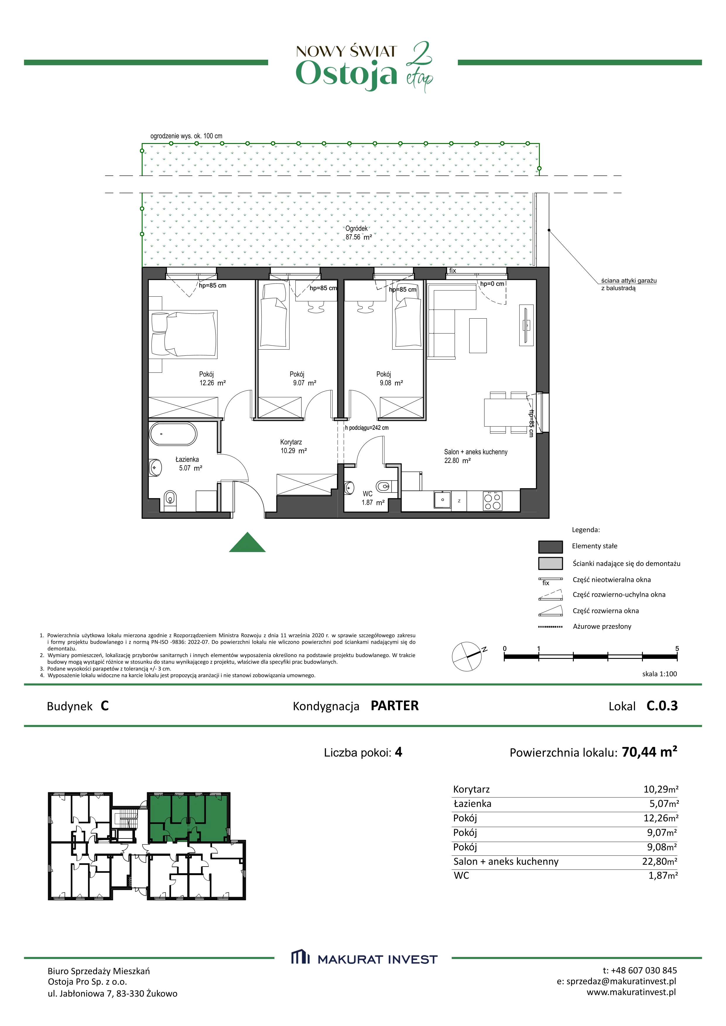 4 pokoje, mieszkanie 70,44 m², parter, oferta nr C.0.3, Nowy Świat Ostoja II etap, Gdańsk, Barniewice, ul. Malinowa