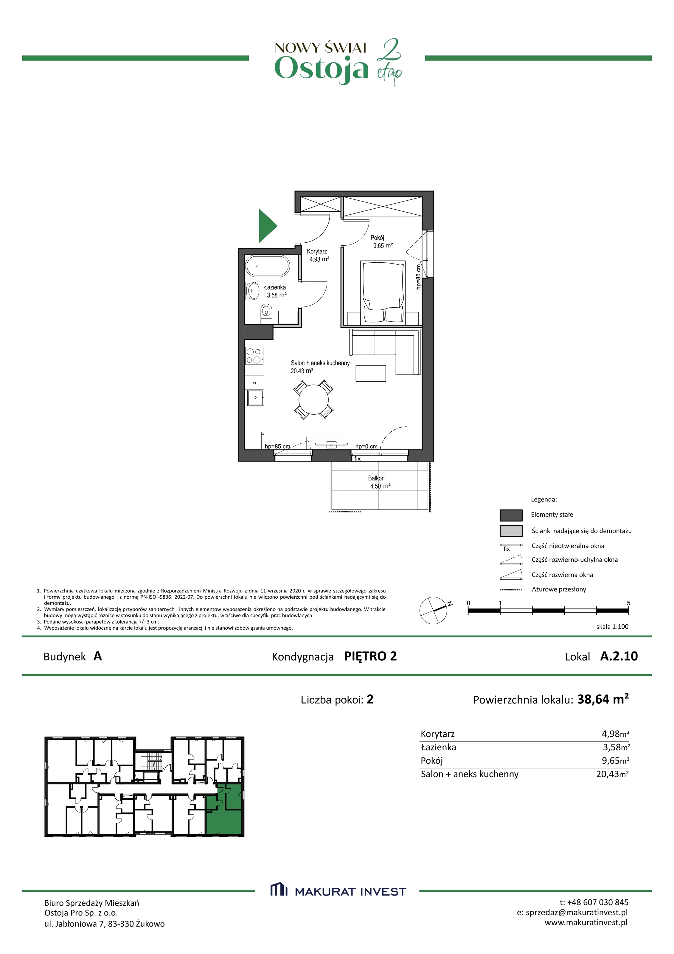 Mieszkanie 38,64 m², piętro 2, oferta nr A/2/10, Nowy Świat Ostoja II etap, Barniewice, ul. Malinowa