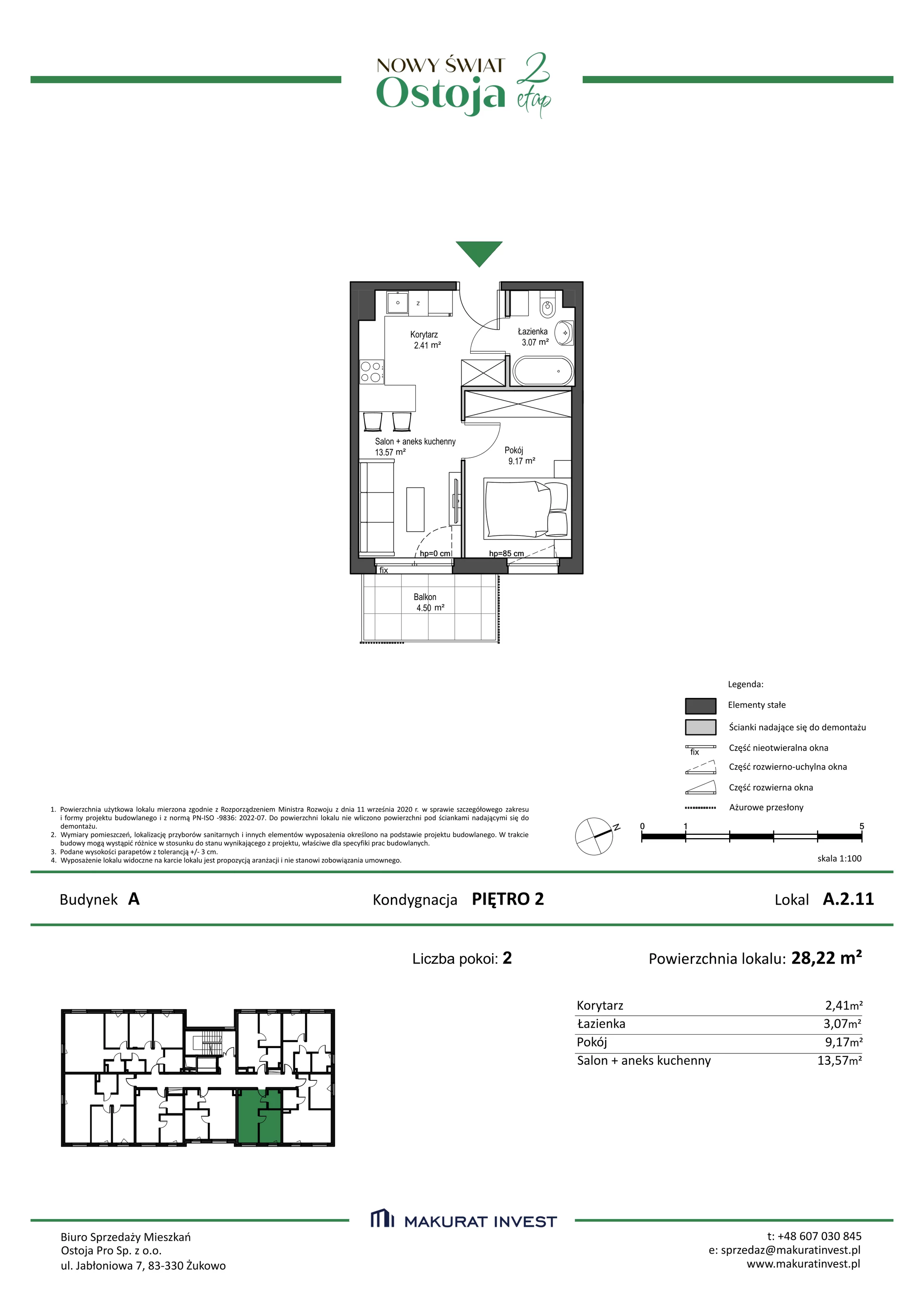 Mieszkanie 28,22 m², piętro 2, oferta nr A/2/11, Nowy Świat Ostoja II etap, Barniewice, ul. Malinowa