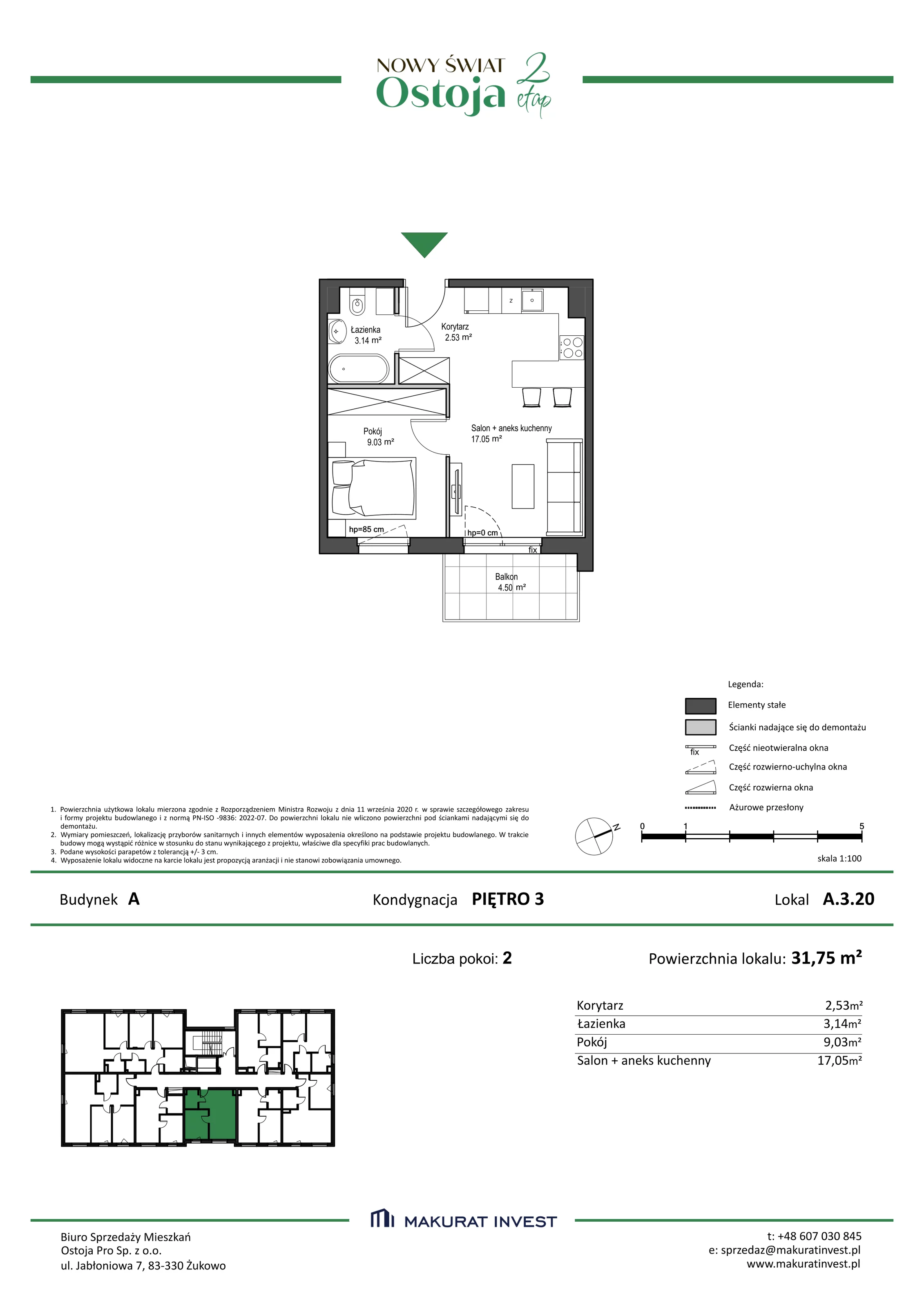 Mieszkanie 31,75 m², piętro 3, oferta nr A/3/20, Nowy Świat Ostoja II etap, Barniewice, ul. Malinowa