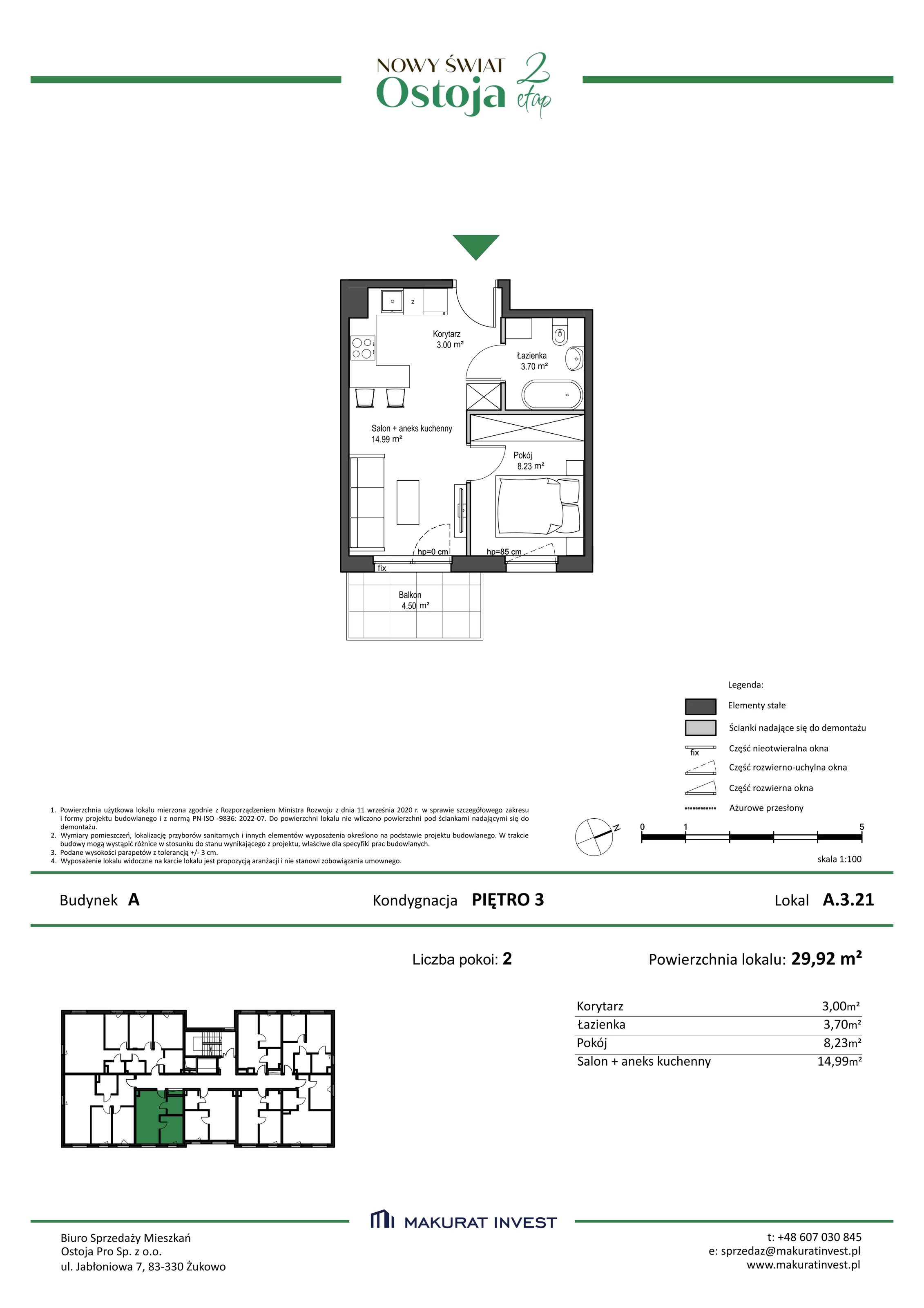 Mieszkanie 29,92 m², piętro 3, oferta nr A/3/21, Nowy Świat Ostoja II etap, Barniewice, ul. Malinowa