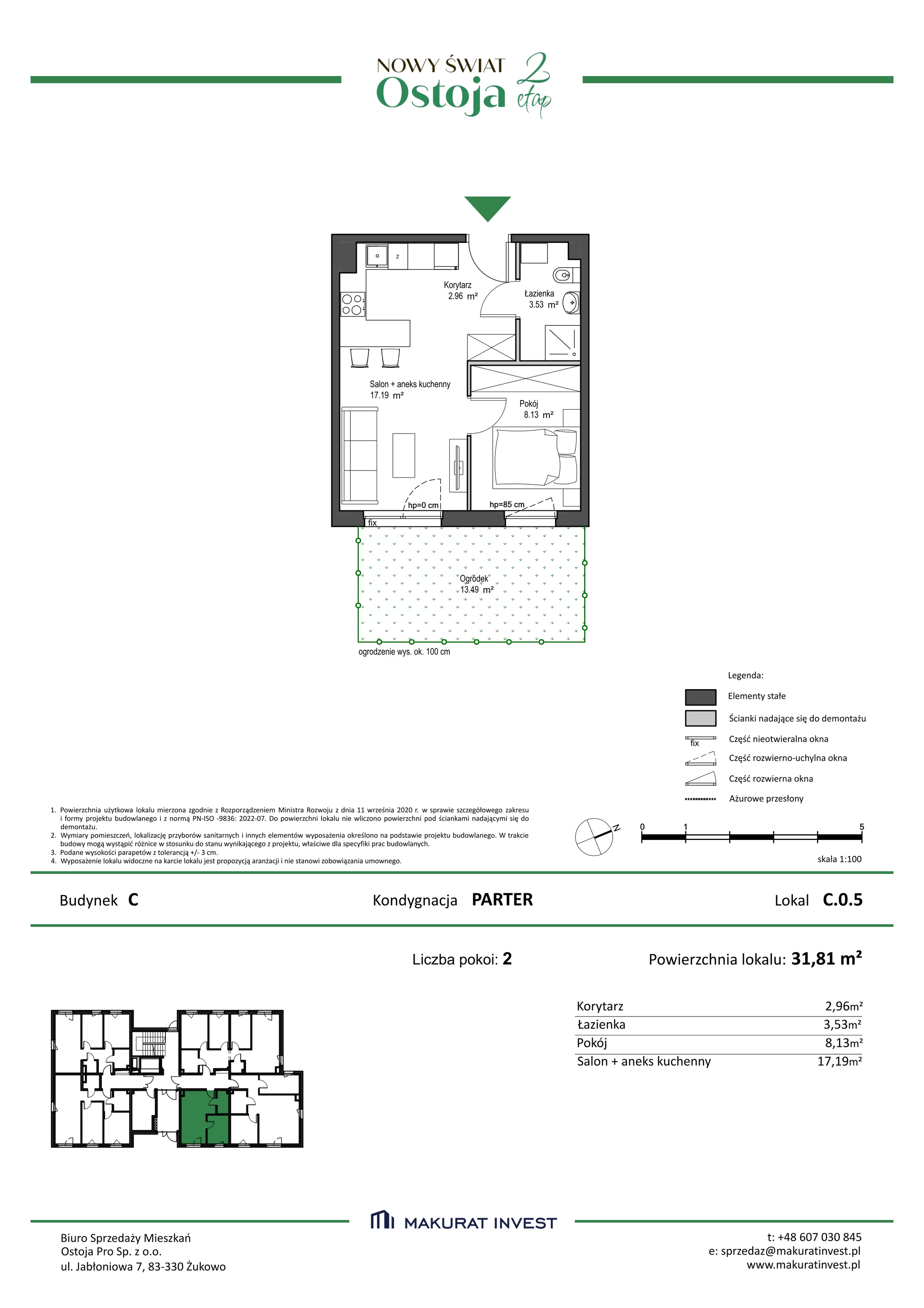 Mieszkanie 31,81 m², parter, oferta nr C/0/5, Nowy Świat Ostoja II etap, Barniewice, ul. Malinowa