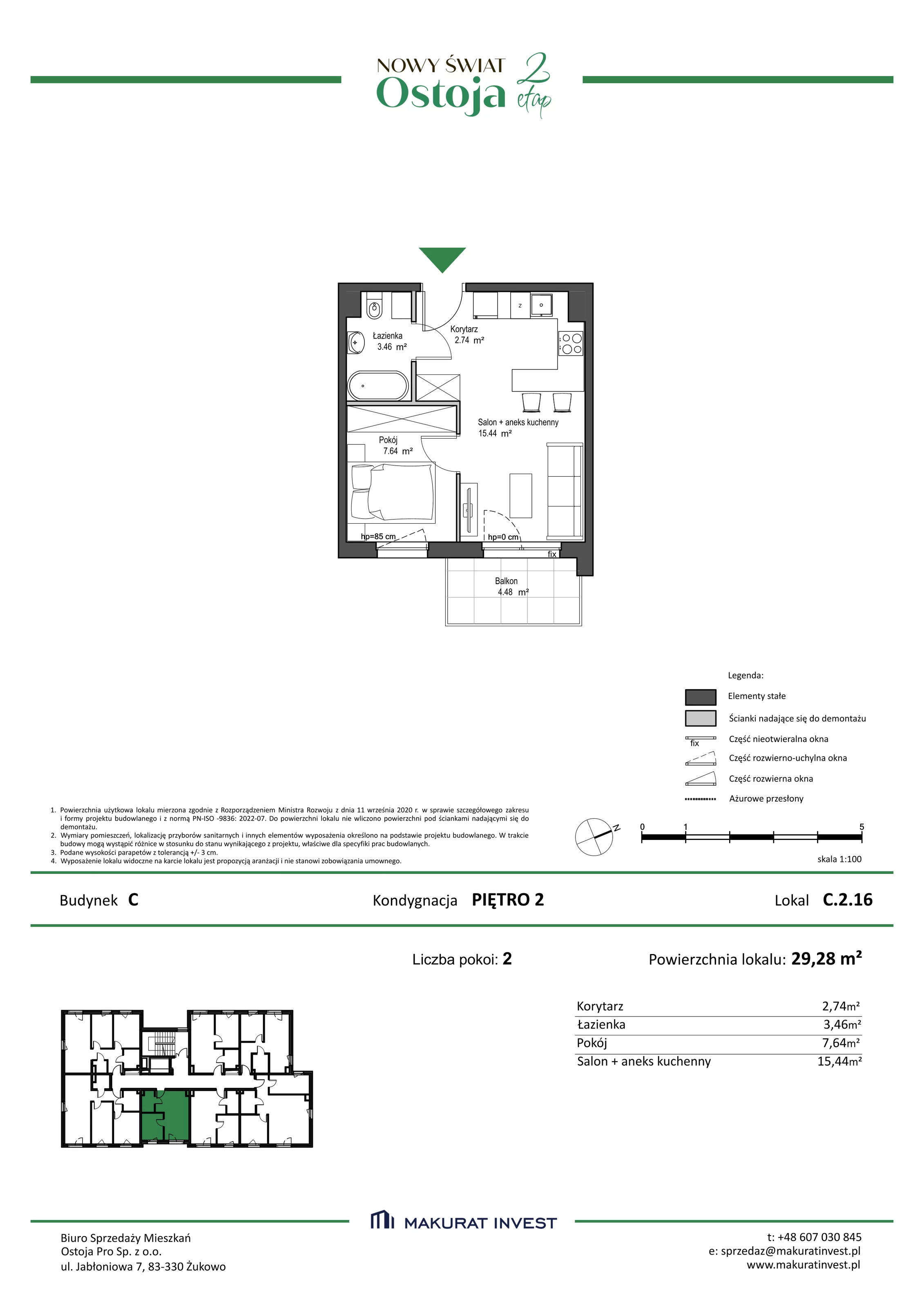 Mieszkanie 29,28 m², piętro 2, oferta nr C/2/16, Nowy Świat Ostoja II etap, Barniewice, ul. Malinowa