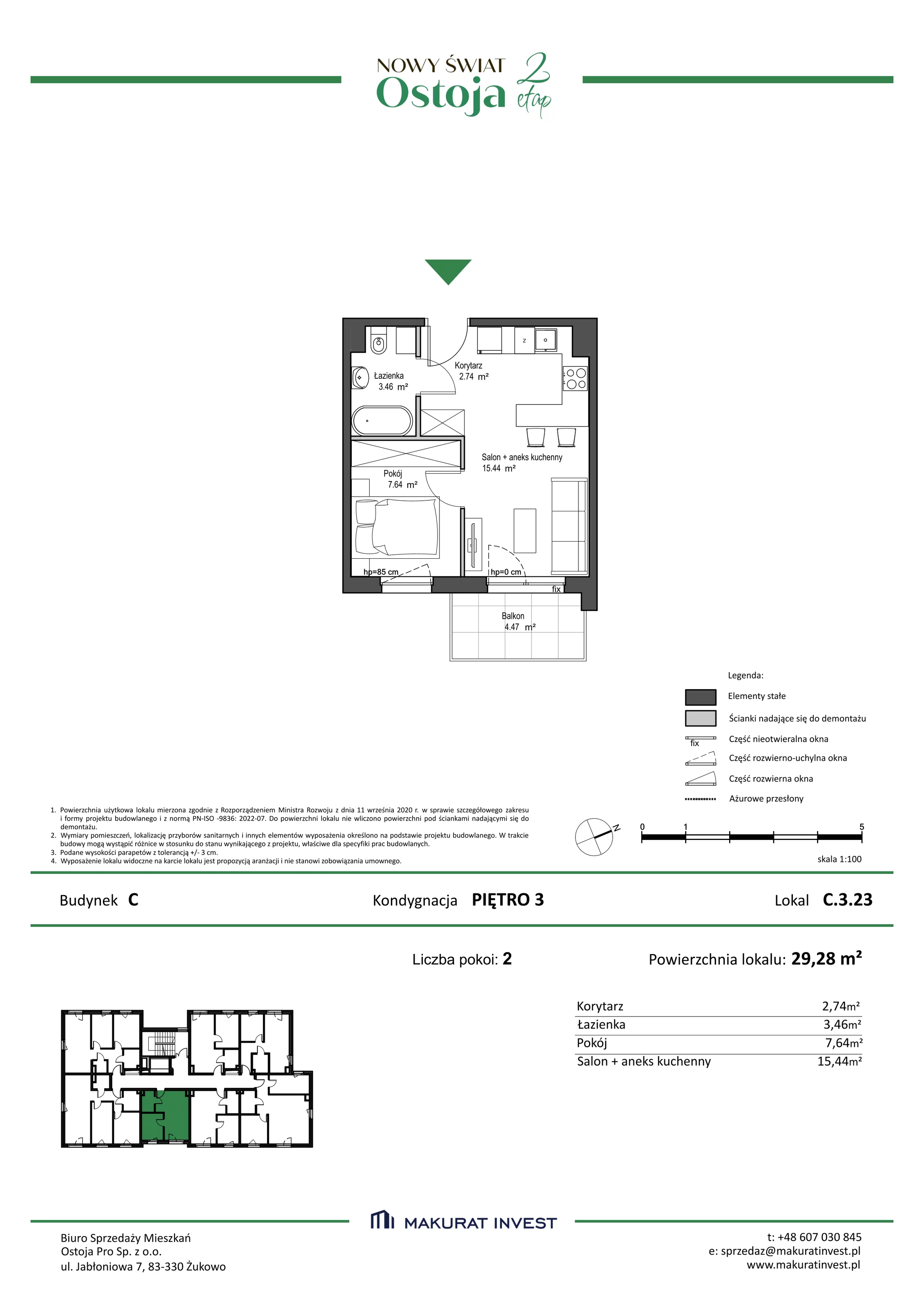 Mieszkanie 29,28 m², piętro 3, oferta nr C/3/23, Nowy Świat Ostoja II etap, Barniewice, ul. Malinowa