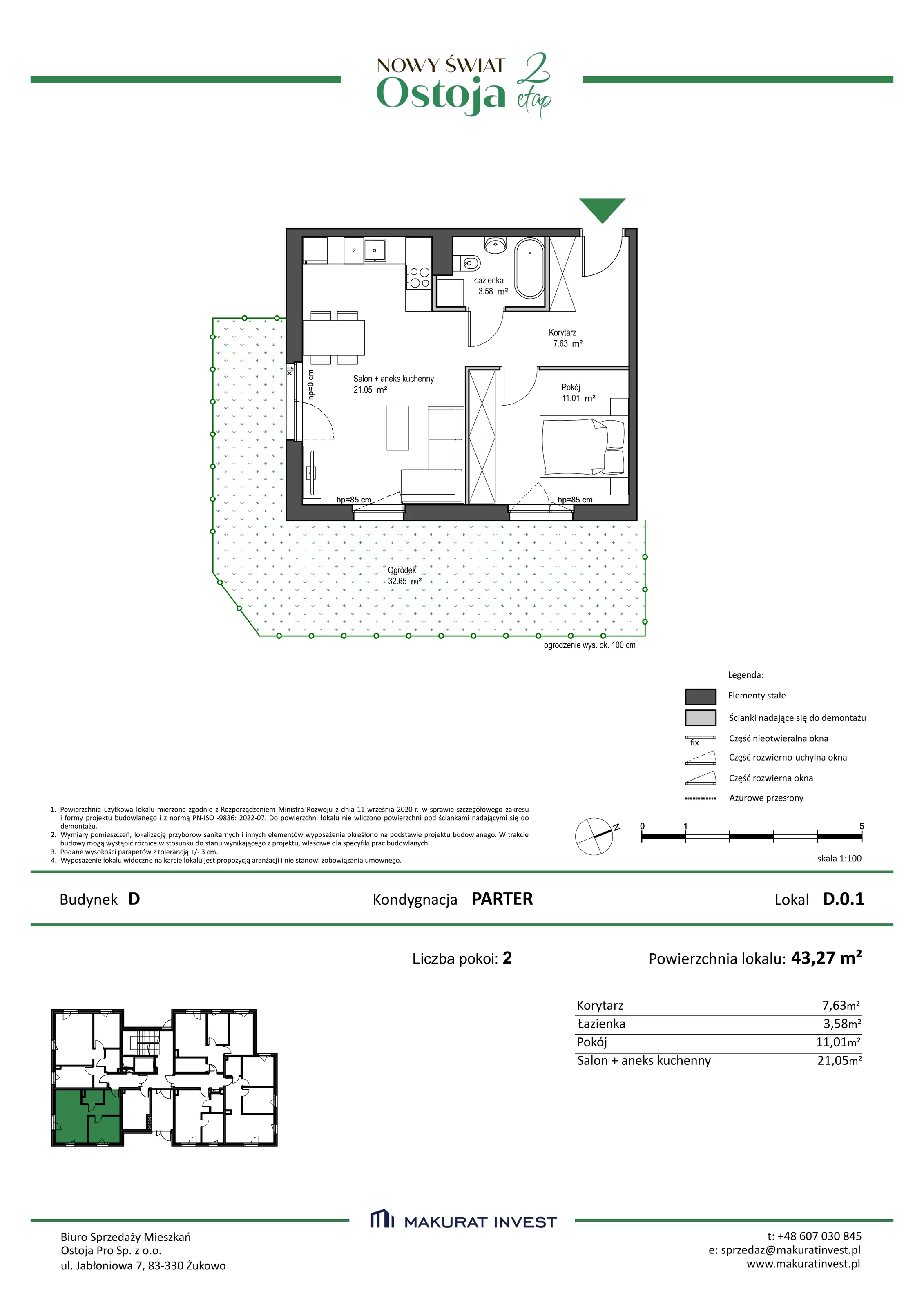 Mieszkanie 43,27 m², parter, oferta nr D/0/1, Nowy Świat Ostoja II etap, Barniewice, ul. Malinowa