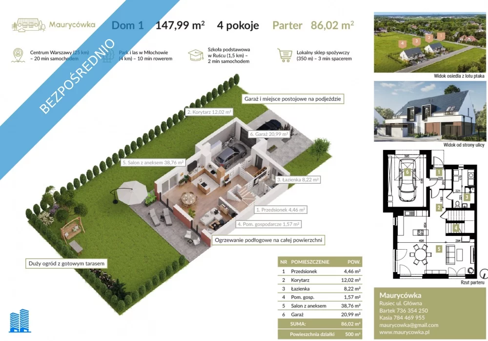 Dom 150,00 m², oferta nr , 36554, Rusiec, Główna