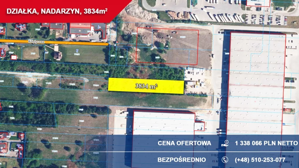 Działka 3 834,00 m², oferta nr , 37471, Nadarzyn, Komorowska