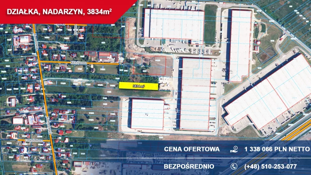Działka 3 834,00 m², oferta nr , 37471, Nadarzyn, Komorowska