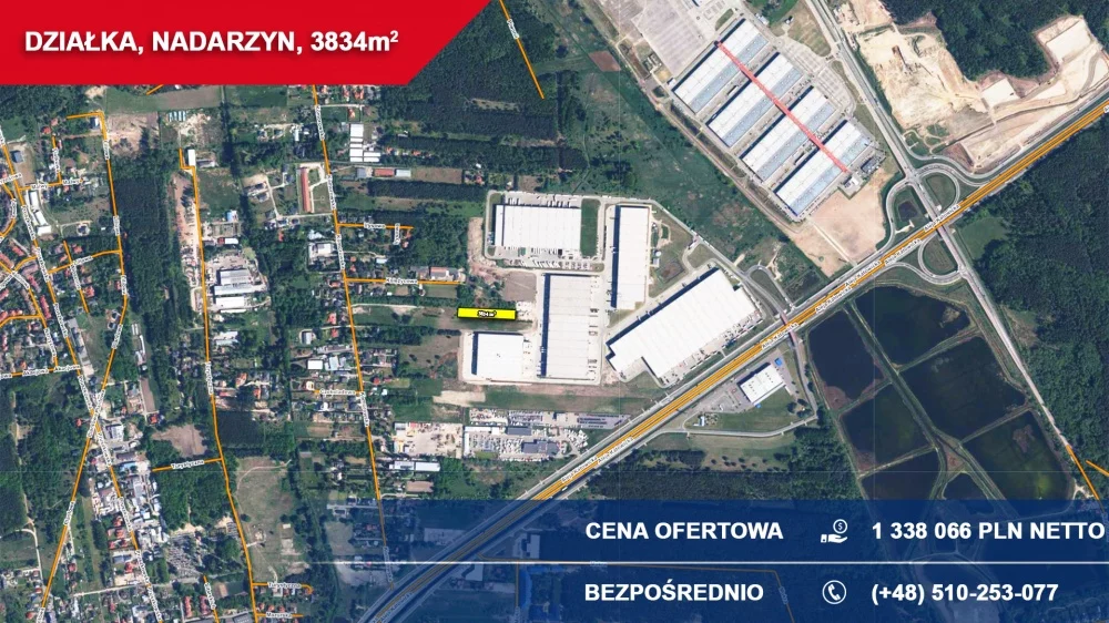 Działka 3 834,00 m², oferta nr , 37471, Nadarzyn, Komorowska