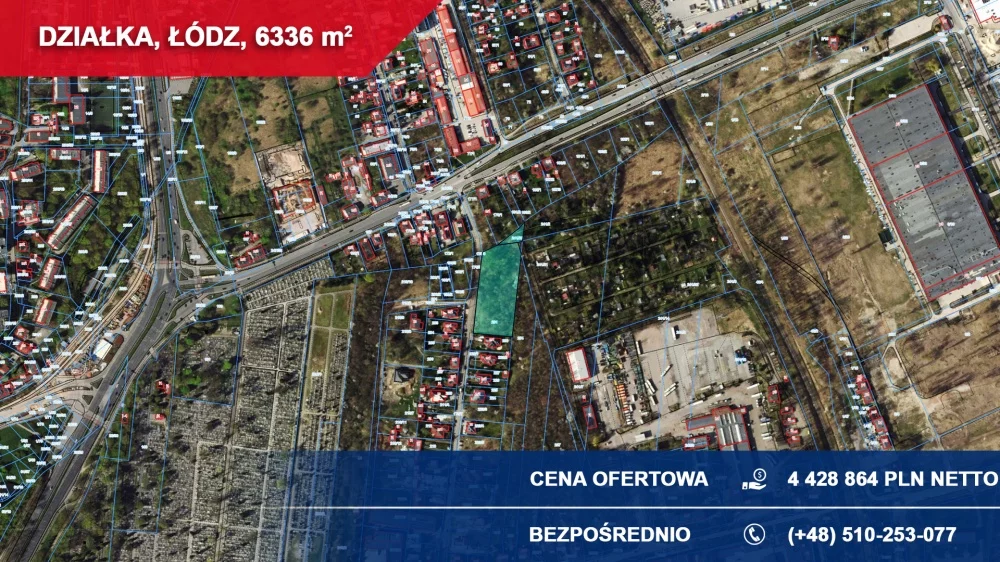 Działka 6 336,00 m², oferta nr , 37316, Łódź, łomnicka 21