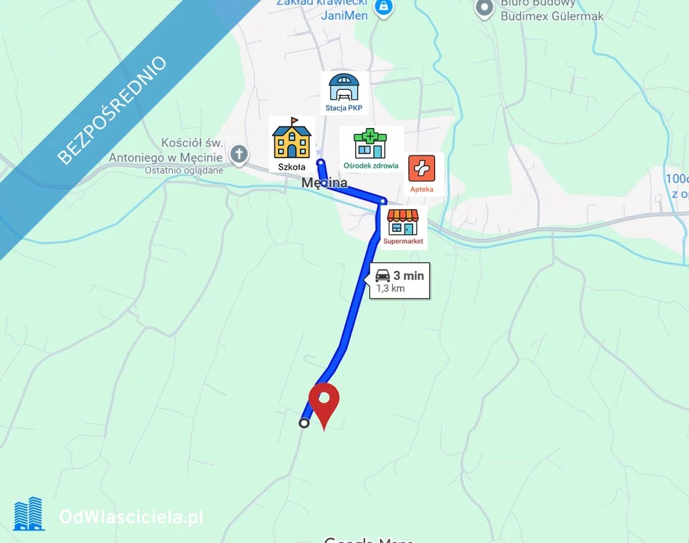 Działka 906,00 m², oferta nr , 37986, Męcina