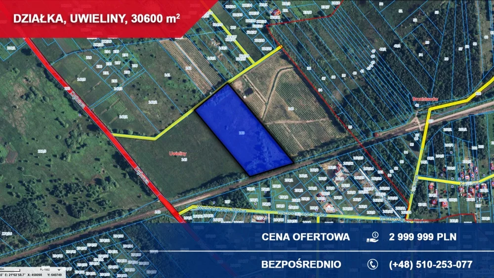 Działka 30 600,00 m², Uwieliny, Sprzedaż