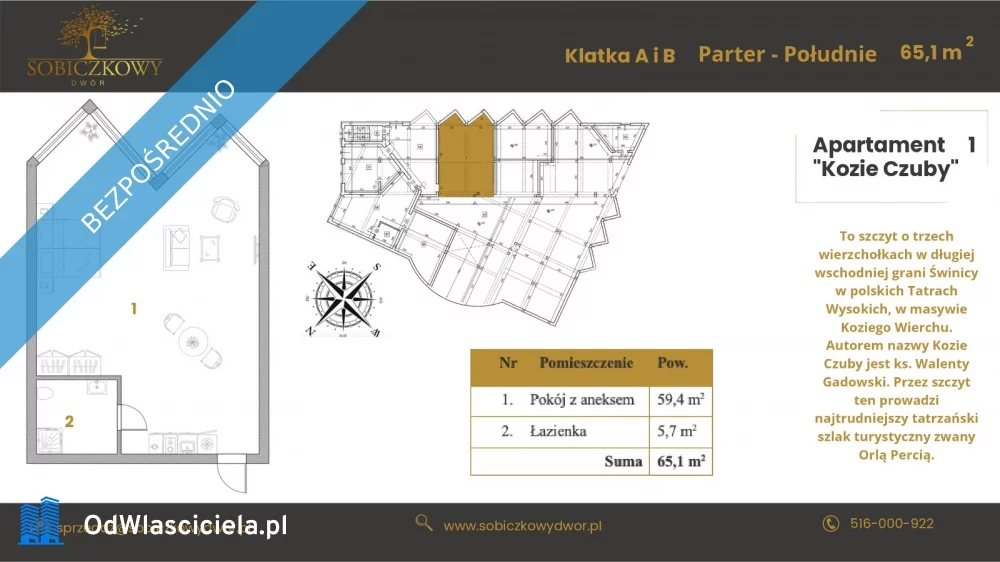 1 pokój, mieszkanie 65,00 m², parter, oferta nr , 37277, Zakopane
