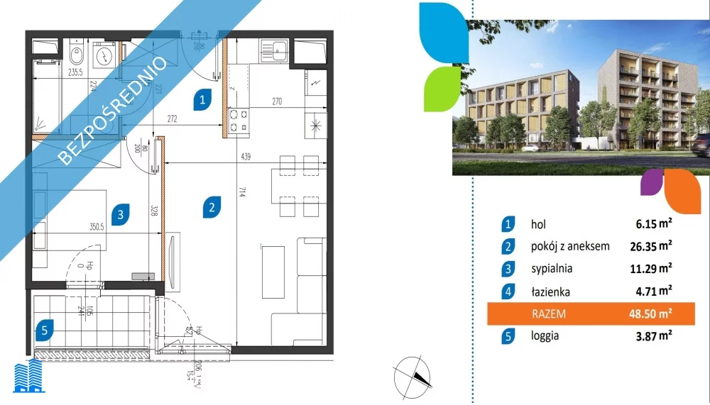 2 pokoje, mieszkanie 49,00 m², piętro 5, oferta nr , 37573, Warszawa, Mokotów, Mokotów, Al. Sikorskiego 18