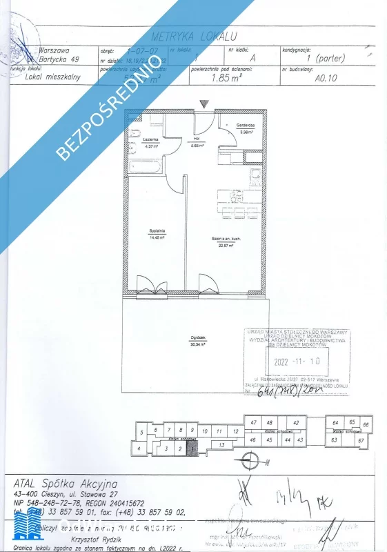 2 pokoje, apartament 52,00 m², parter, oferta nr , 36645, Warszawa, Mokotów, Mokotów, Bartycka 49