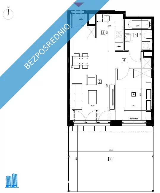 2 pokoje, mieszkanie 45,00 m², parter, oferta nr , 38035, Warszawa, Mokotów, Mokotów, Domaniewska
