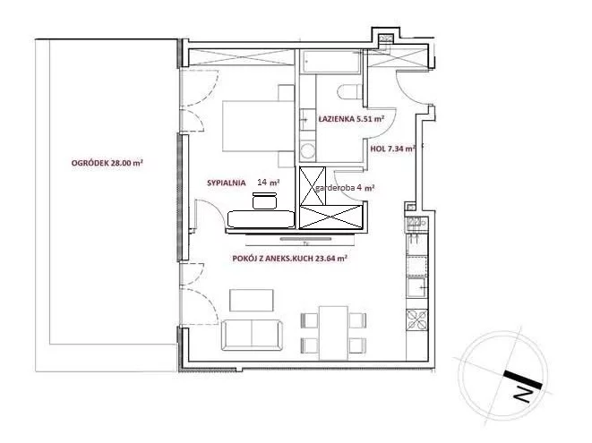 2 pokoje, apartament 55,00 m², parter, oferta nr , 37026, Warszawa, Białołęka, Białołęka, Geometryczna