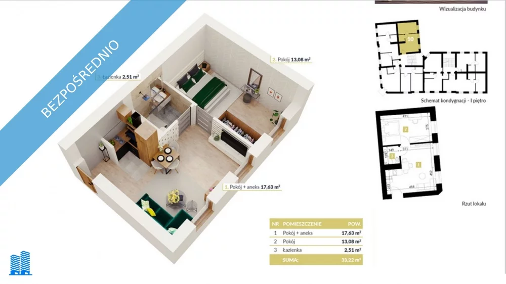 Mieszkanie dwupokojowe 33,00 m², Poznań, Św. Łazarz, Łazarz, Głogowska 163, Sprzedaż