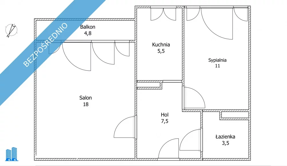 Mieszkanie dwupokojowe 47,00 m², Warszawa, Ursynów, Hawajska 21, Sprzedaż