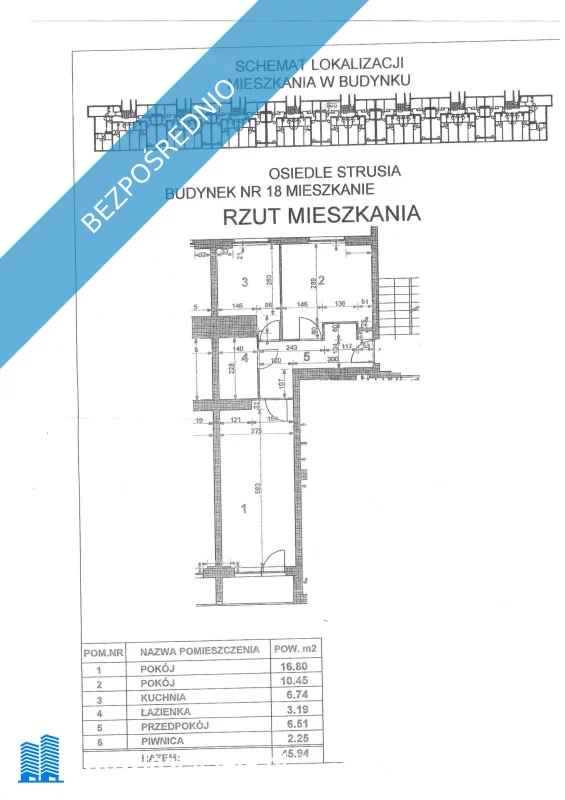 Mieszkanie 46,00 m², piętro 6, oferta nr , 27064, Kraków, Bieńczyce, OSIEDLE STRUSIA 18