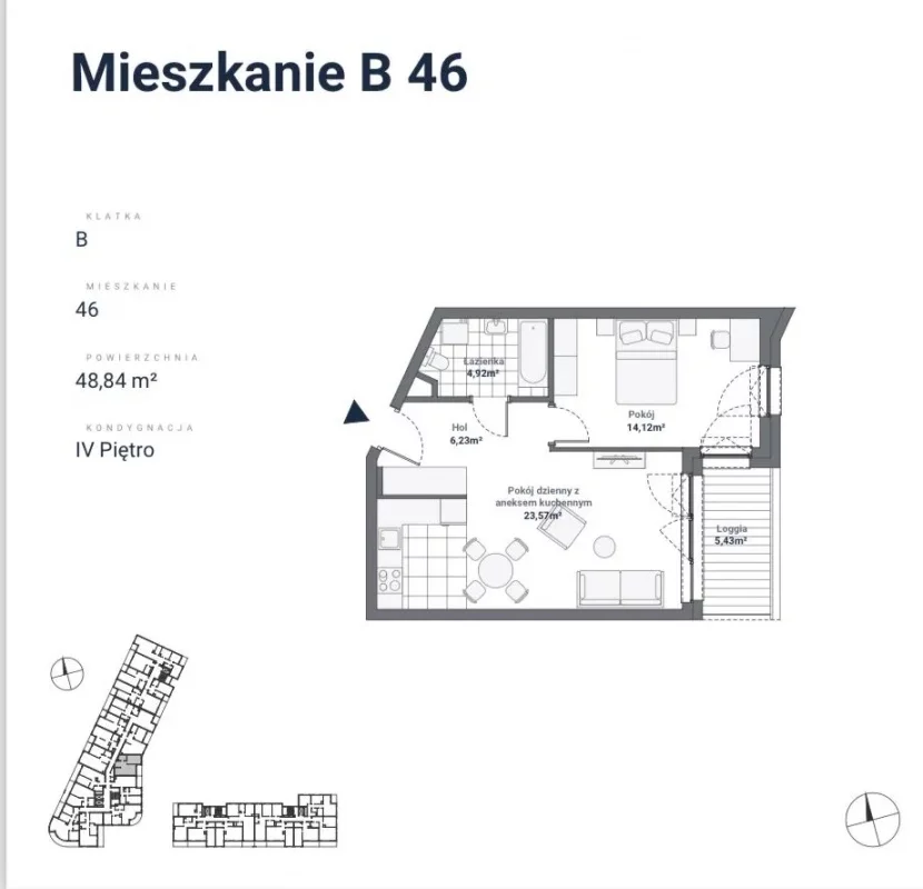 2 pokoje, apartament 49,00 m², piętro 3, oferta nr , 31235, Gdynia, Św.Piotra 6b