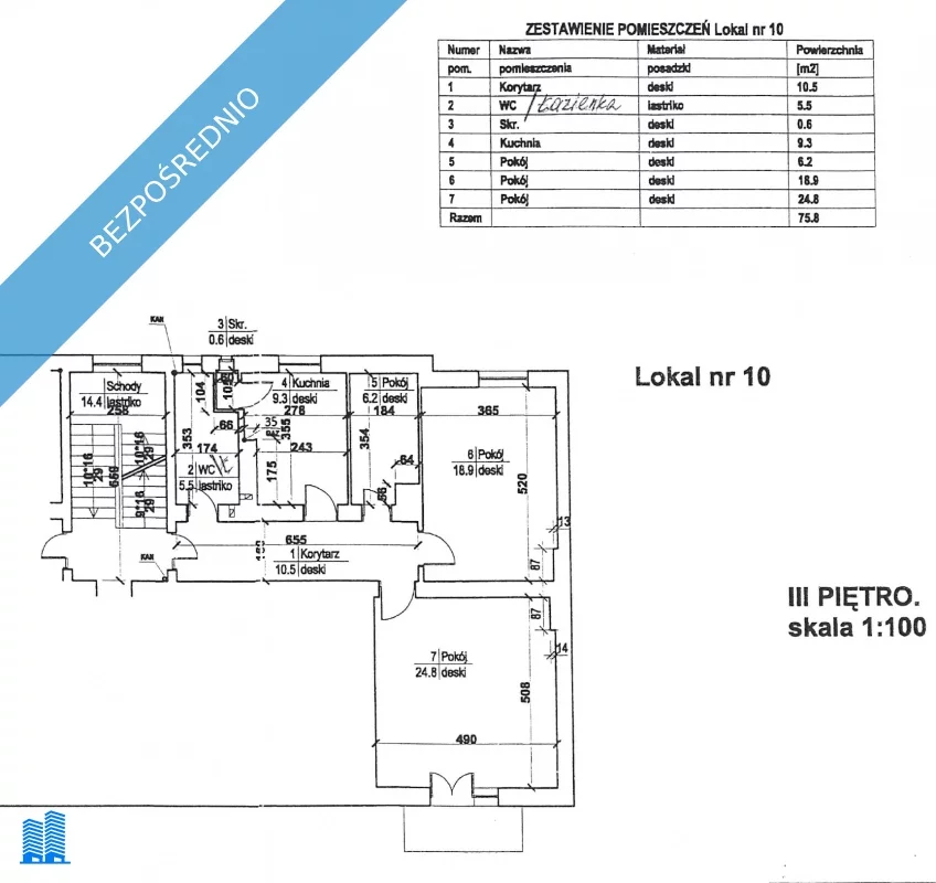 Mieszkanie 76,00 m², piętro 3, oferta nr , 32119, Poznań, Św. Łazarz, Łazarz, Głogowska 60-idx