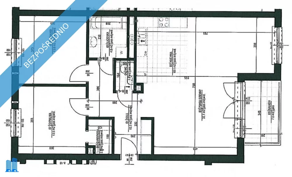 3 pokoje, mieszkanie 92,00 m², piętro 8, oferta nr , 37376, Warszawa, ul. Gwiaździsta