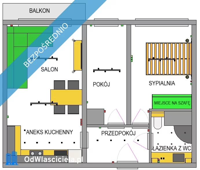 3 pokoje, mieszkanie 47,00 m², piętro 3, oferta nr , 36117, Sosnowiec, Krasińskiego
